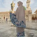 Telekung Travel Satin Printed (Awning Moss Crepe Berdagu) in HLD0009